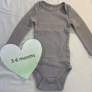 Moon Organics - Gray Long Sleeve Waffle Knit Baby Onesie Shirt